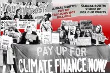 Collage de imágenes de activistas climáticos en la COP29 en Bakú